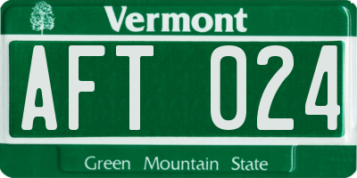VT license plate AFT024