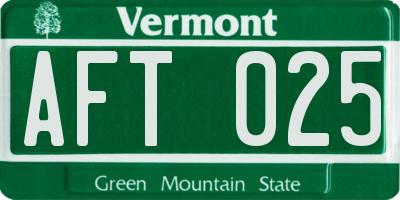 VT license plate AFT025