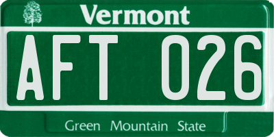 VT license plate AFT026
