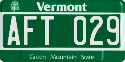 VT license plate AFT029