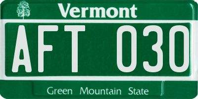 VT license plate AFT030