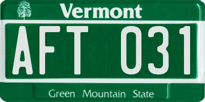 VT license plate AFT031