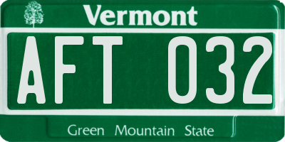 VT license plate AFT032
