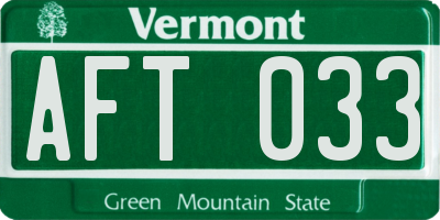 VT license plate AFT033