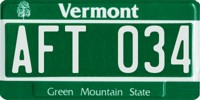 VT license plate AFT034