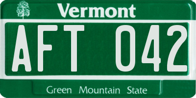 VT license plate AFT042