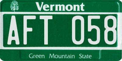 VT license plate AFT058
