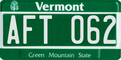 VT license plate AFT062