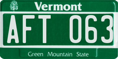 VT license plate AFT063