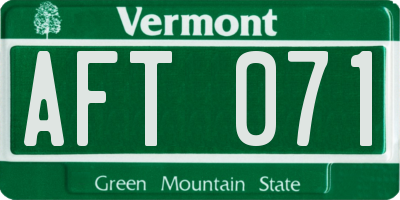 VT license plate AFT071