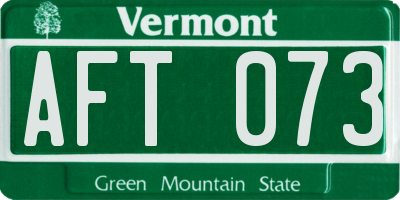 VT license plate AFT073