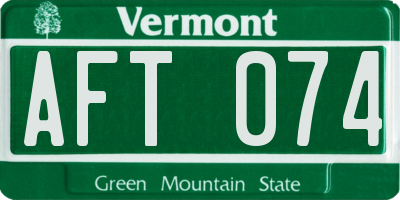 VT license plate AFT074