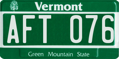 VT license plate AFT076