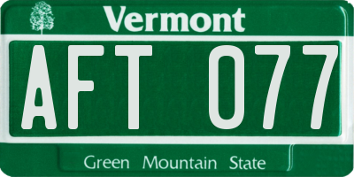 VT license plate AFT077