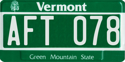 VT license plate AFT078