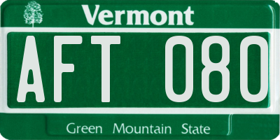 VT license plate AFT080