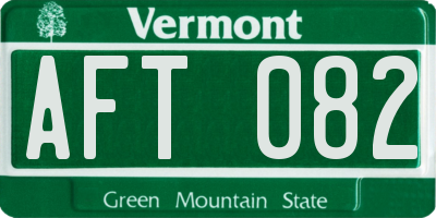 VT license plate AFT082