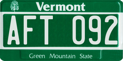 VT license plate AFT092