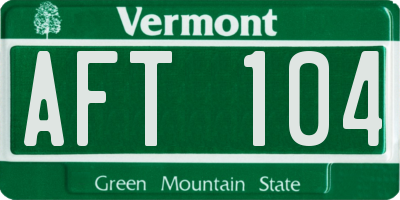 VT license plate AFT104