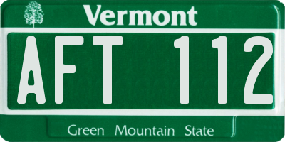 VT license plate AFT112