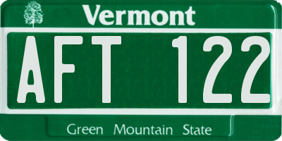 VT license plate AFT122