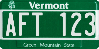 VT license plate AFT123