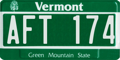 VT license plate AFT174