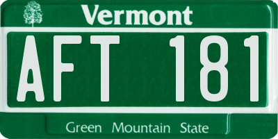 VT license plate AFT181