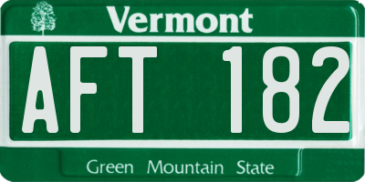 VT license plate AFT182