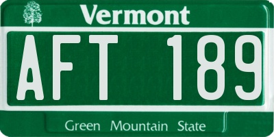 VT license plate AFT189