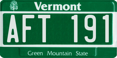 VT license plate AFT191