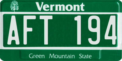 VT license plate AFT194