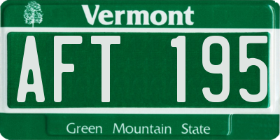 VT license plate AFT195