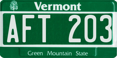 VT license plate AFT203