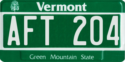 VT license plate AFT204
