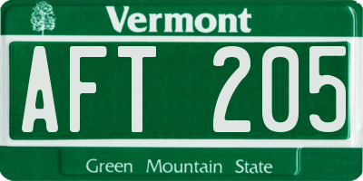 VT license plate AFT205