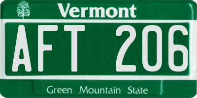 VT license plate AFT206