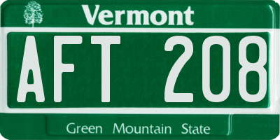 VT license plate AFT208