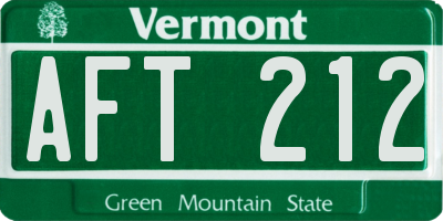 VT license plate AFT212