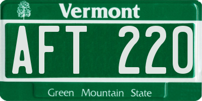 VT license plate AFT220