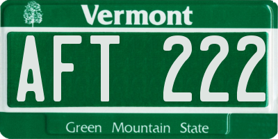 VT license plate AFT222