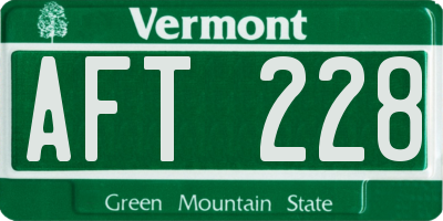 VT license plate AFT228