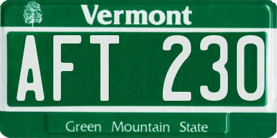 VT license plate AFT230