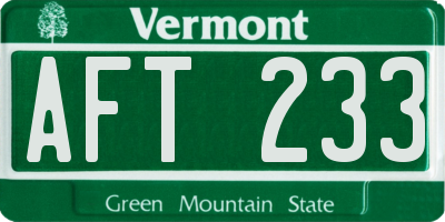 VT license plate AFT233