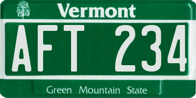 VT license plate AFT234