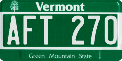 VT license plate AFT270