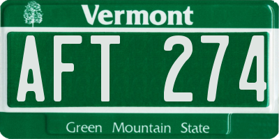VT license plate AFT274