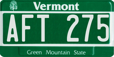 VT license plate AFT275