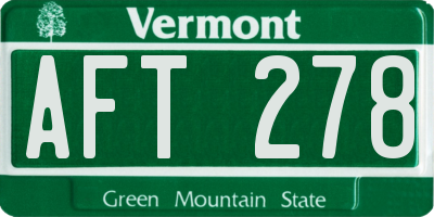 VT license plate AFT278