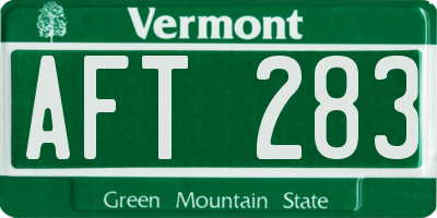 VT license plate AFT283